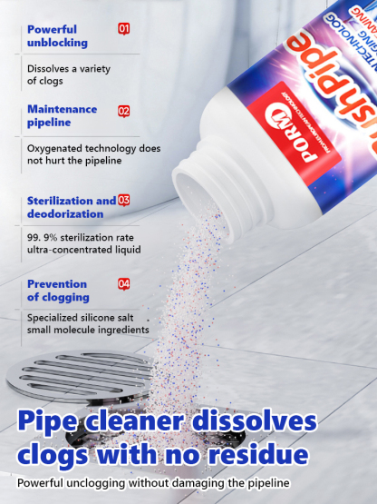 【100% dissolves pipe grime 😄】Deodorizing & Sterilizing Pipe Cleaner✅Unblocks clogged pipes in 3 seconds