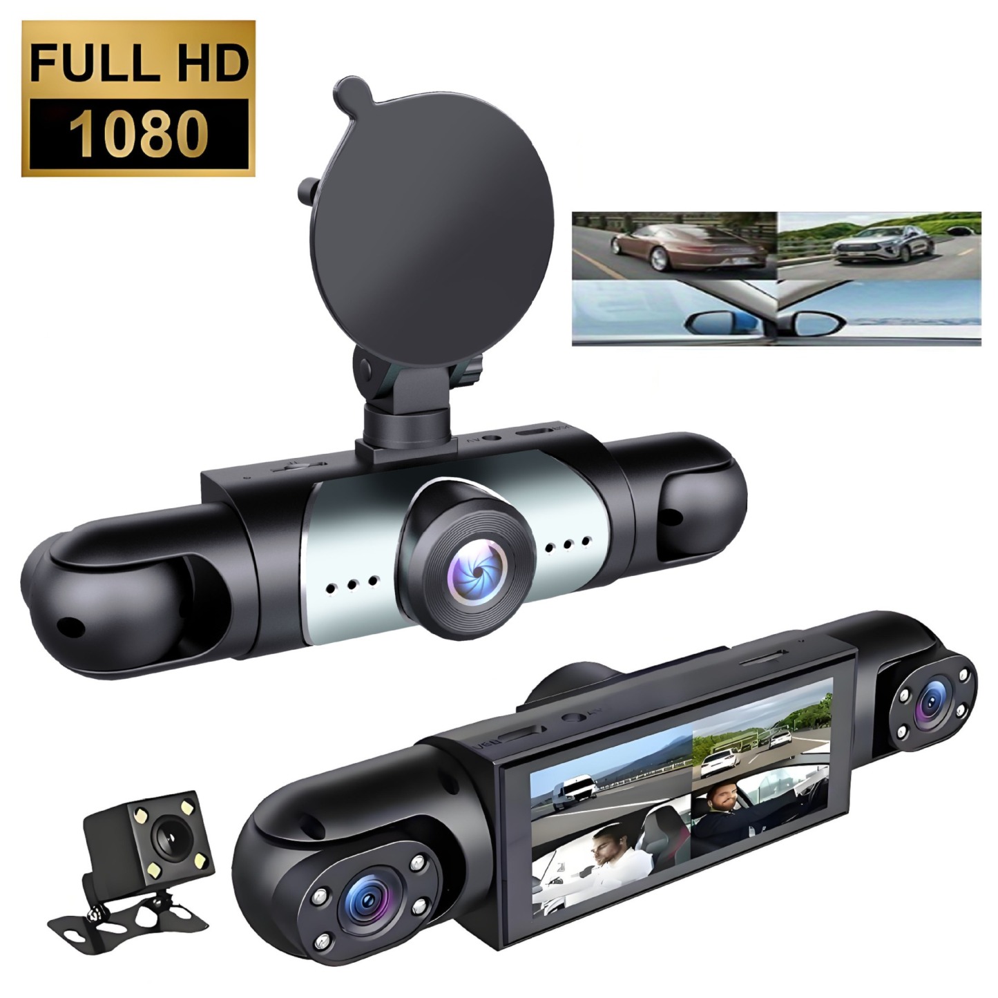 Four-lens high-definition driving recorder🎞️Full HD recording｜360° 24/7 protection for your car