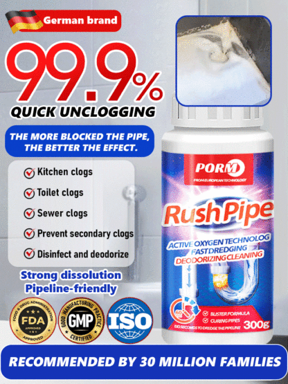 【100% dissolves pipe grime 😄】Deodorizing & Sterilizing Pipe Cleaner✅Unblocks clogged pipes in 3 seconds