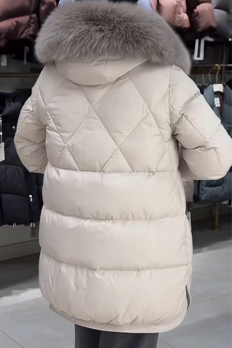 Women Fur Collar Hooded Casual Cotton Jacket