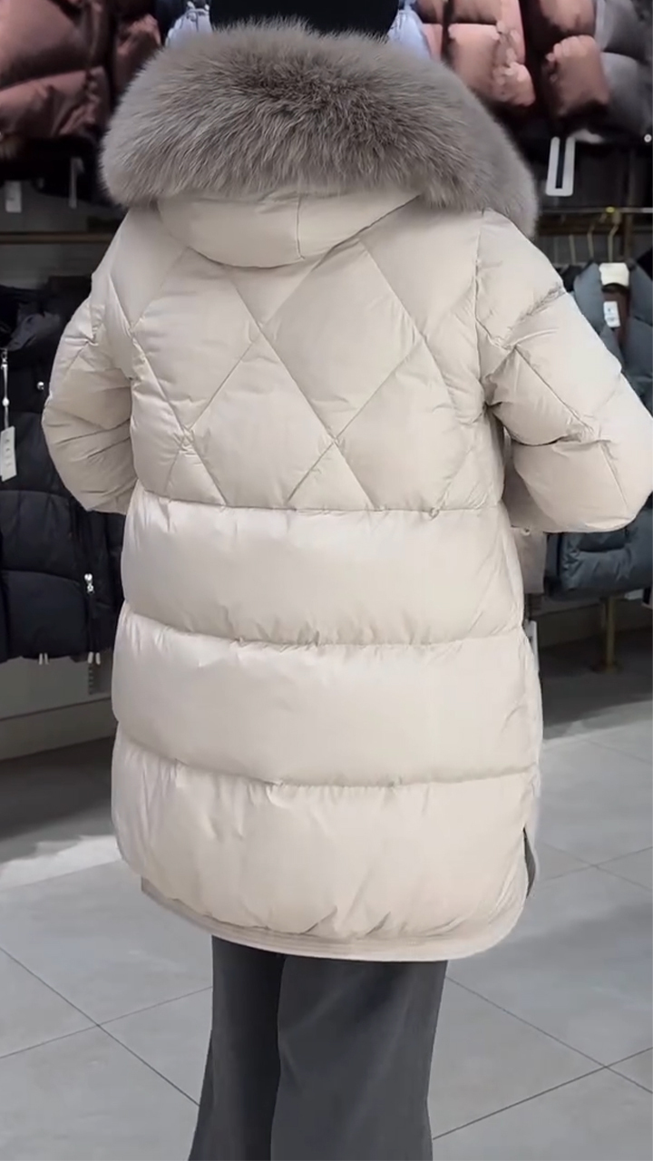 Women Fur Collar Hooded Casual Cotton Jacket