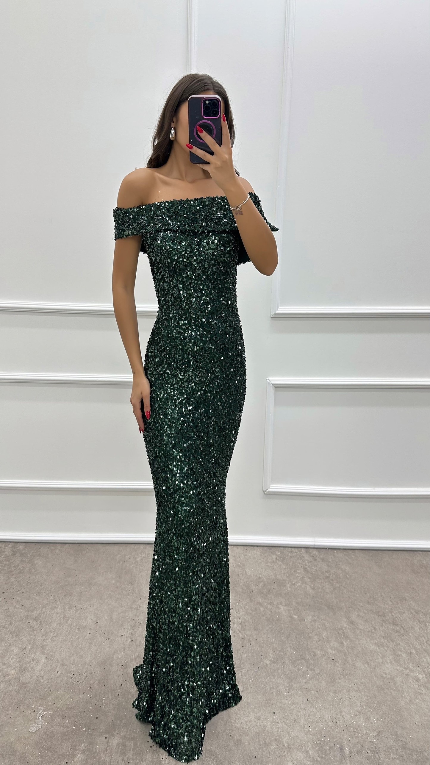 BEIGE MADONNA COLLAR SEQUIN DESIGN DRESS