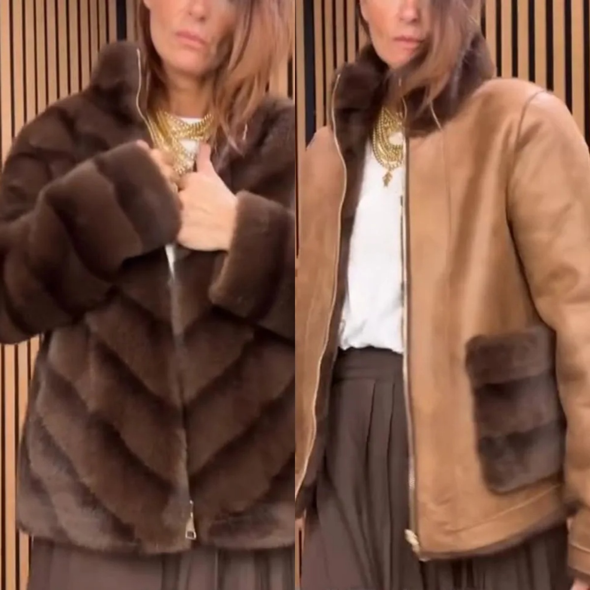 Light Luxury Dual-Texture Faux Fur-Suede Jacket
