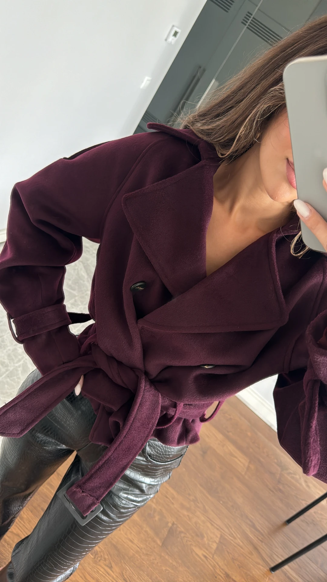 Plum Lined Short Cashmere Jacket