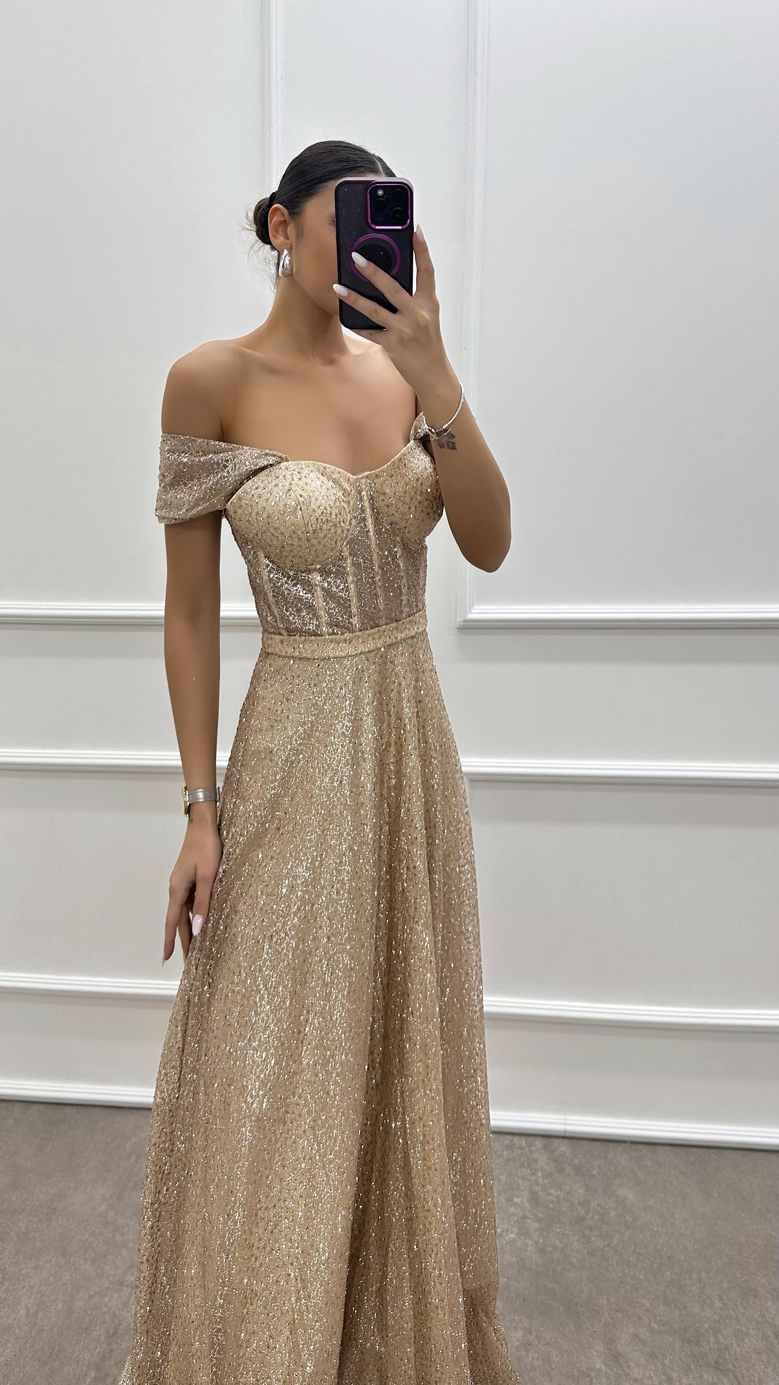 SHOULDER DETAIL EMBROIDERED DESIGN DRESS