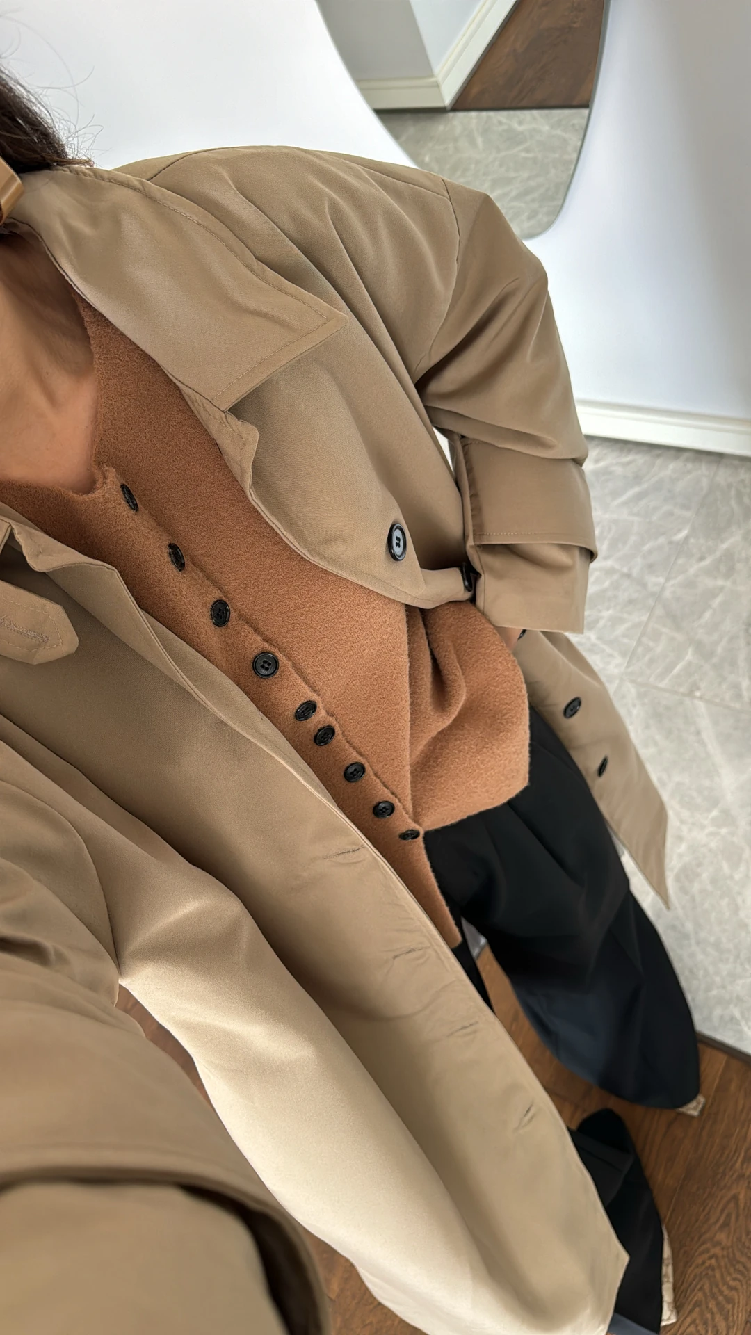 Button Detailed Almond Green Trench Coat