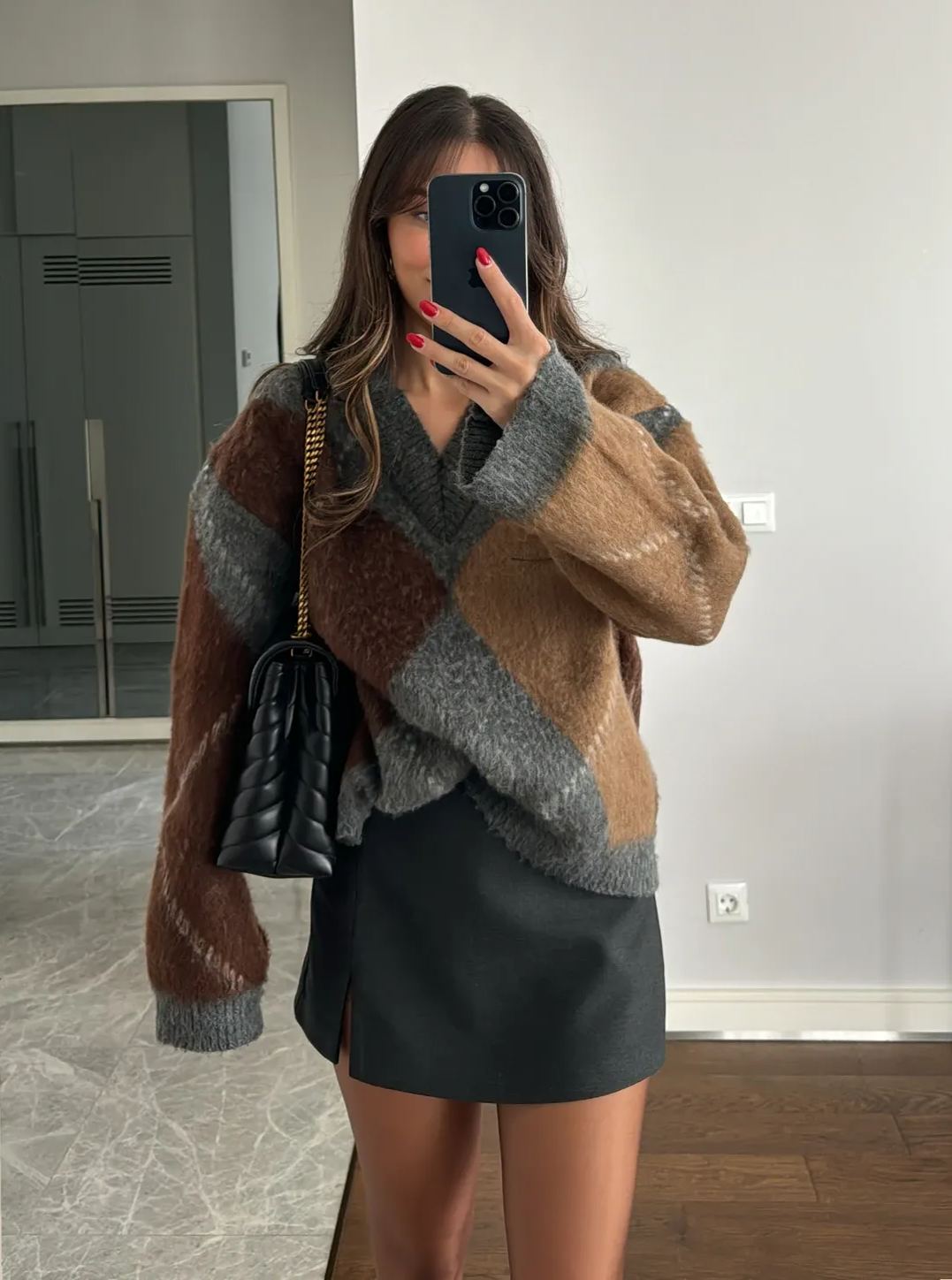 Gray Diamond Pattern Sweater