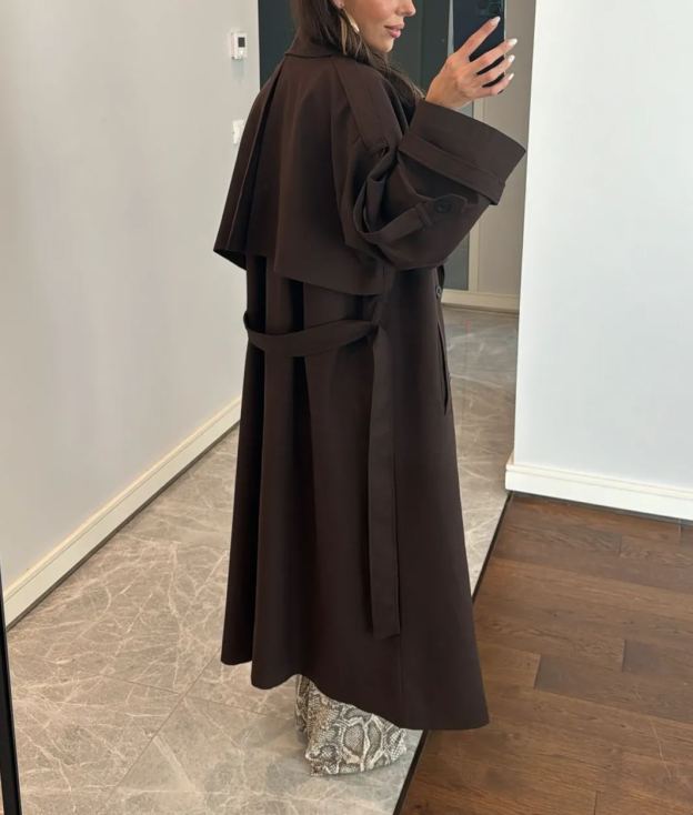 Bitter Brown Button Detailed Trench Coat