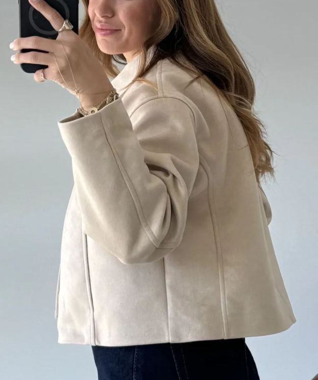 Cream Four Button Massimo Nubuck Jacket