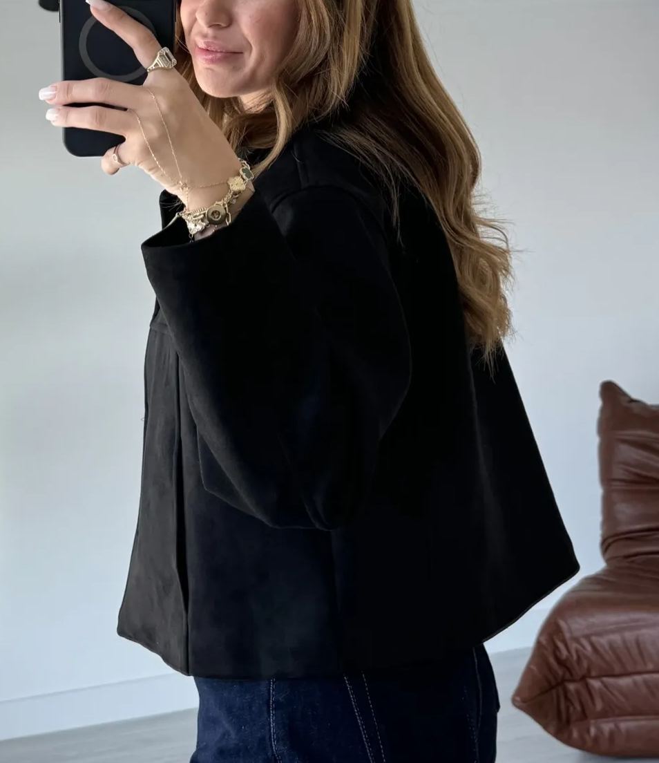 Black Four Button Massimo Nubuck Jacket