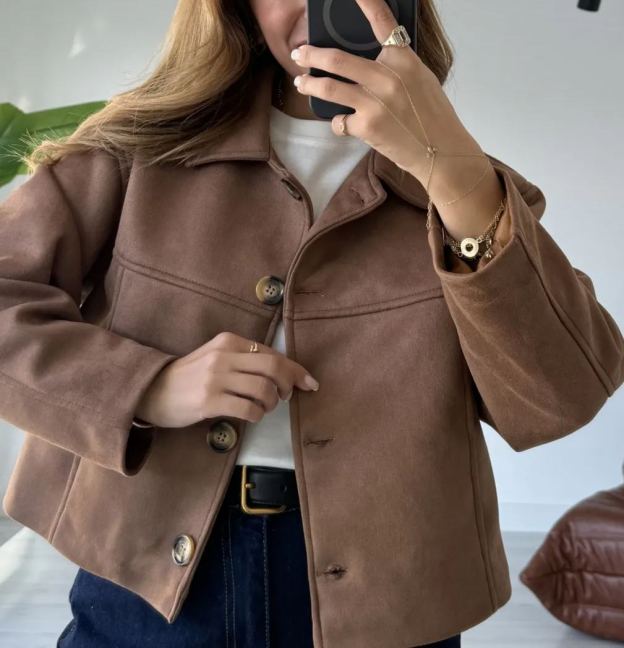 Tan Four-Button Massimo Nubuck Jacket