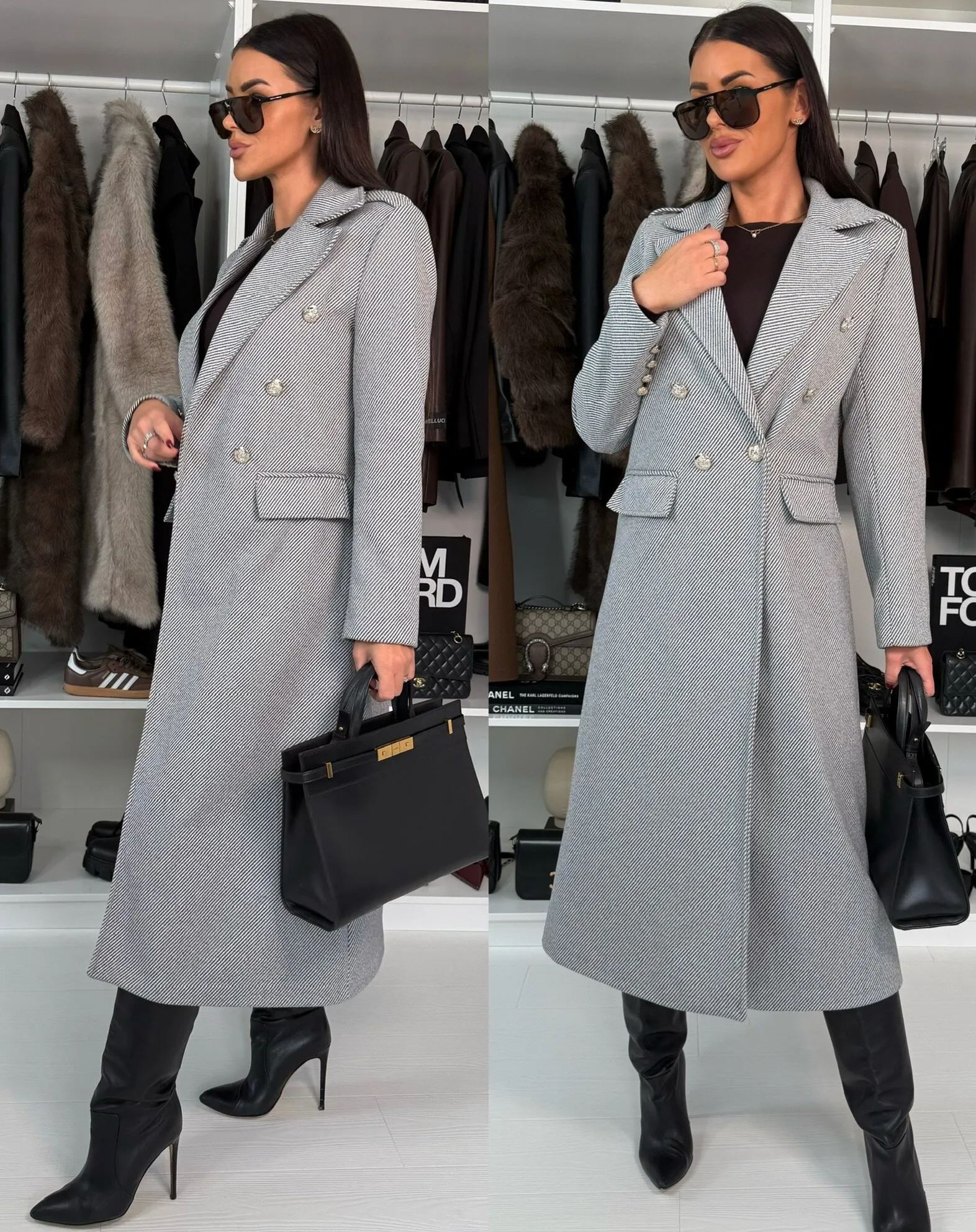 Anselme double-breasted herringbone coat