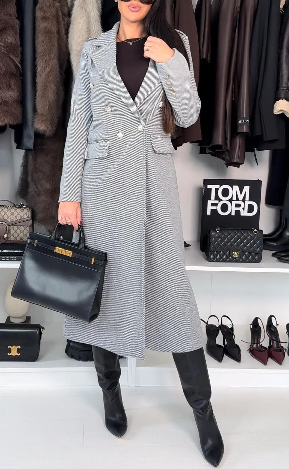 Anselme double-breasted herringbone coat