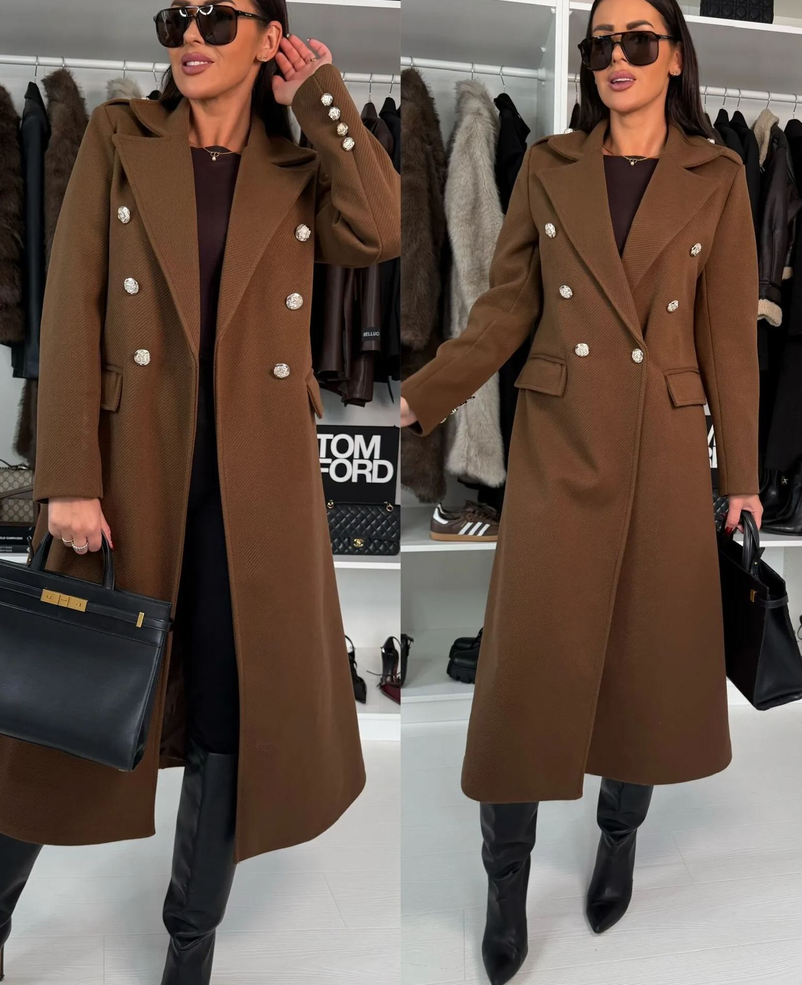 Anselme double-breasted herringbone coat