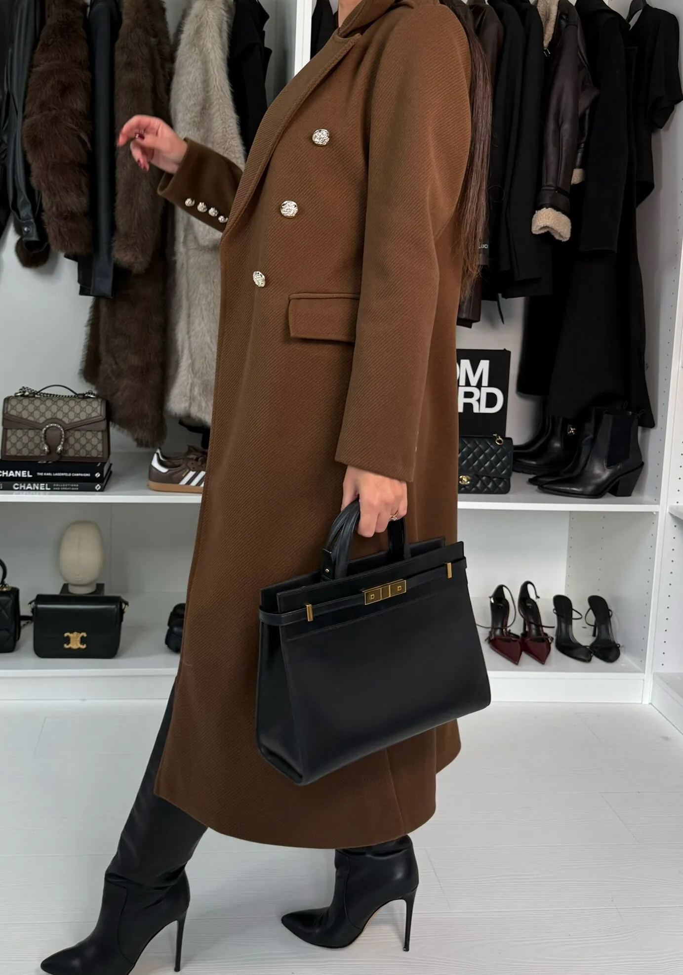 Anselme double-breasted herringbone coat