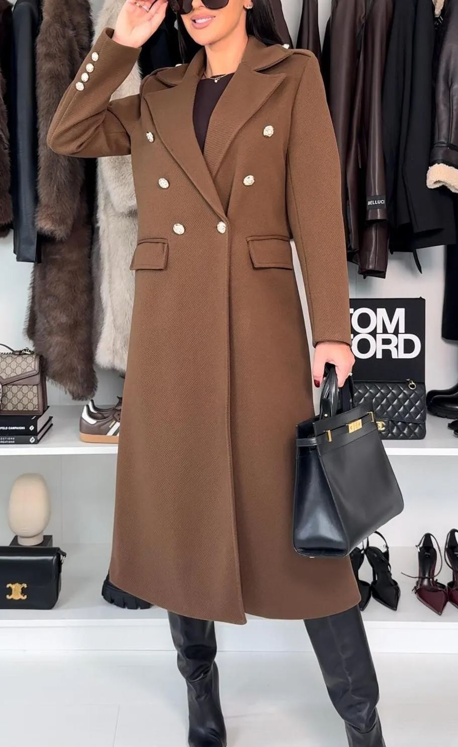 Anselme double-breasted herringbone coat