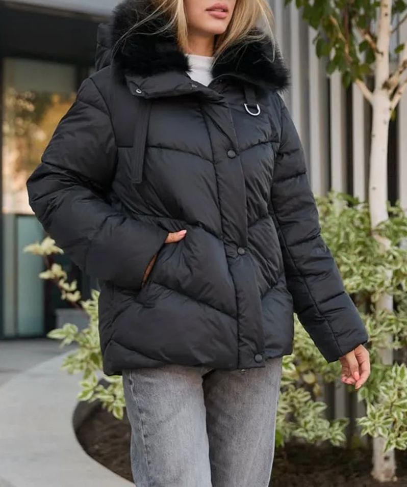 Solid Color Lapel Down Jacket