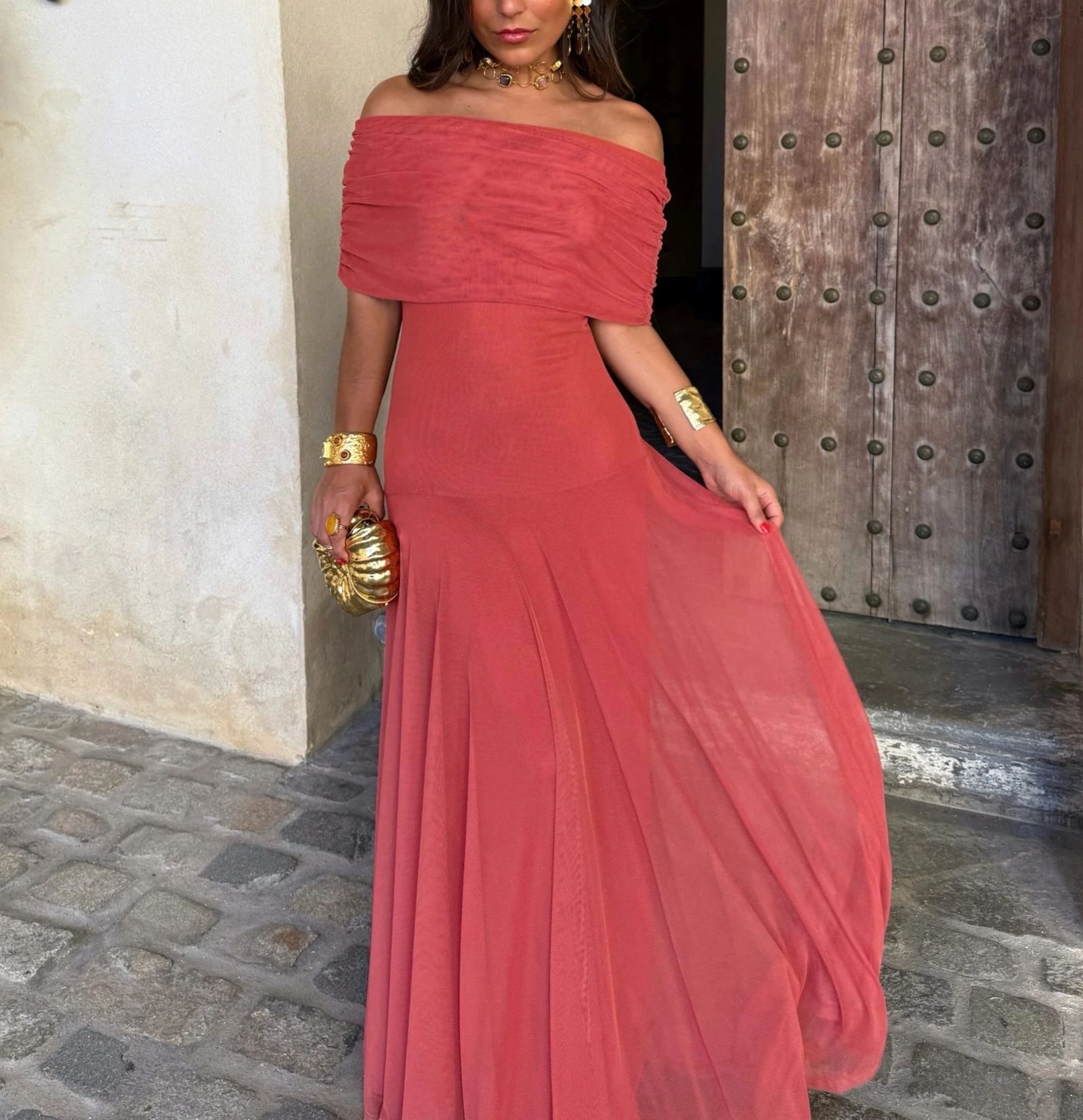 Toledo Dress in Light Terracota