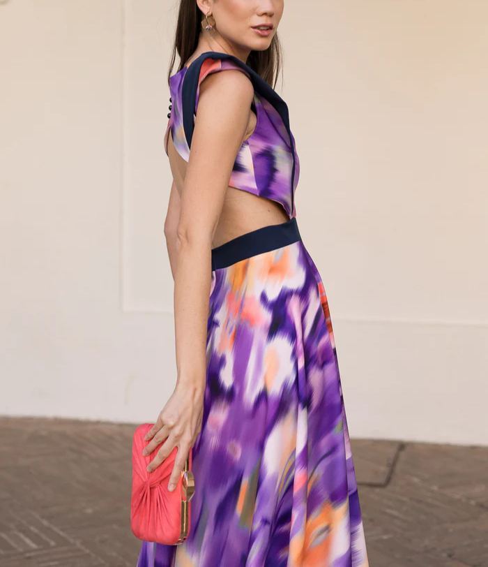 NAVY BLUE cut out midi dress