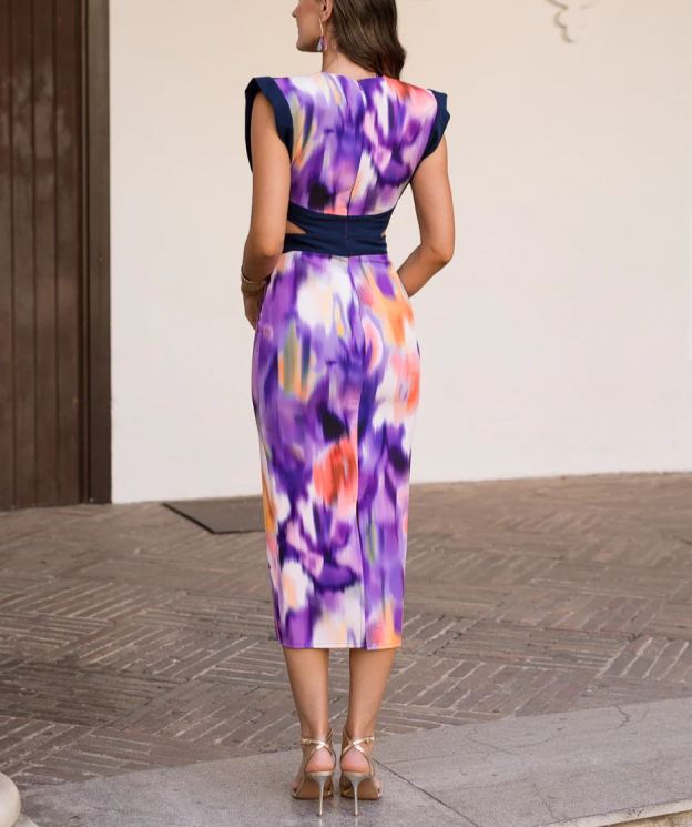 NAVY BLUE cut out midi dress