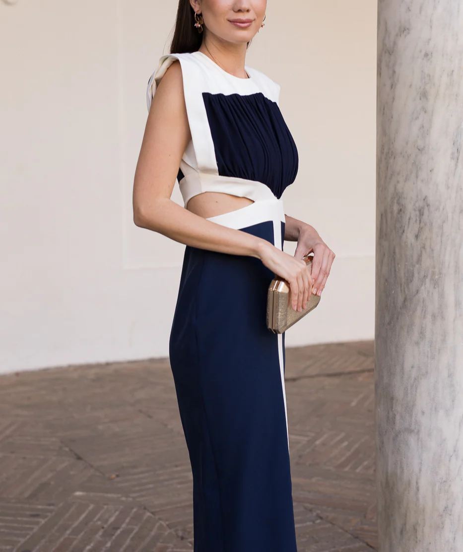 NAVY BLUE cut out midi dress