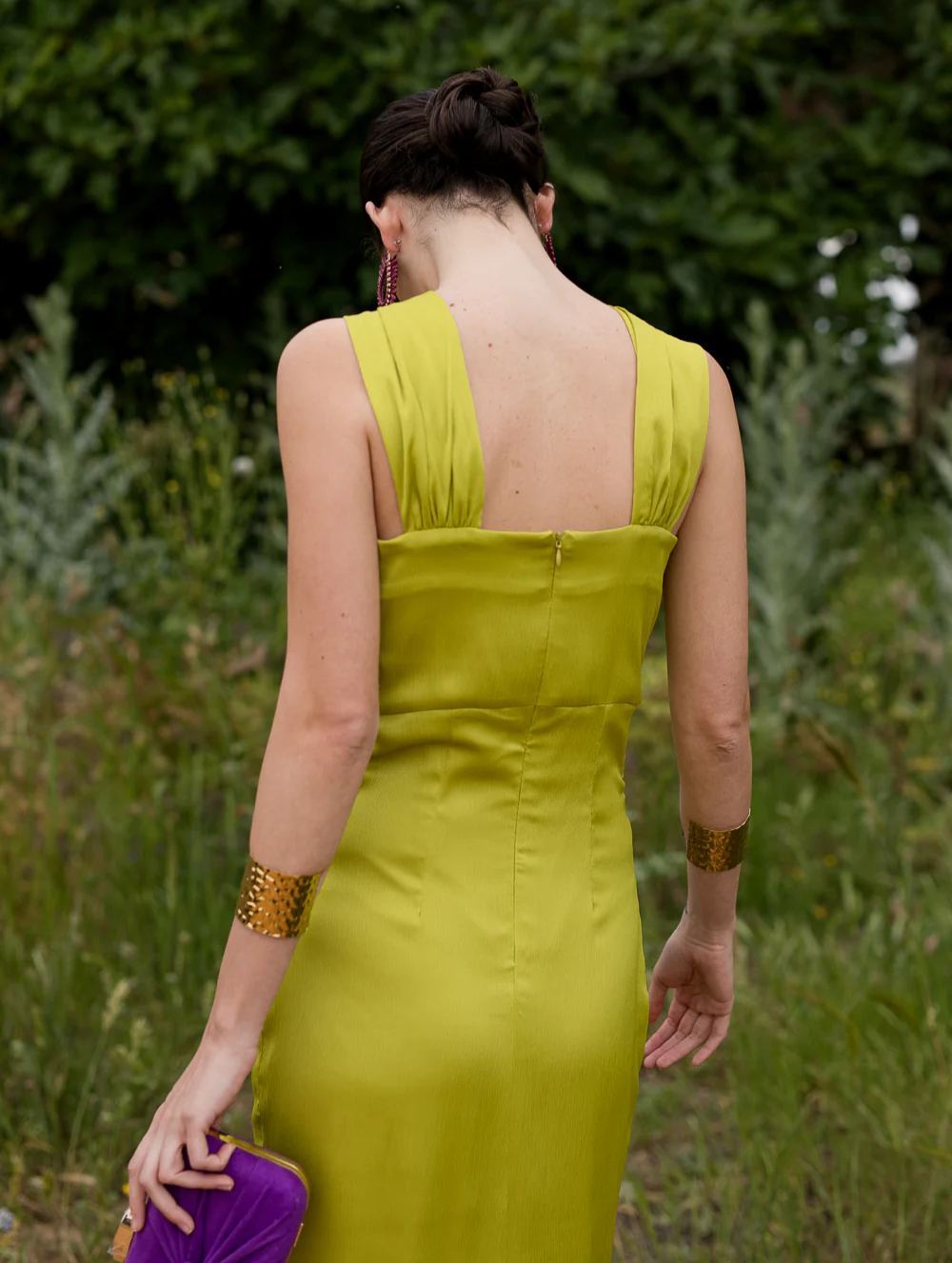 Lime halterneck midi dress