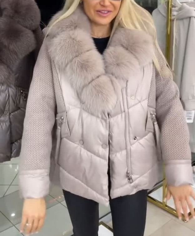 Exquisite light gray down jacket