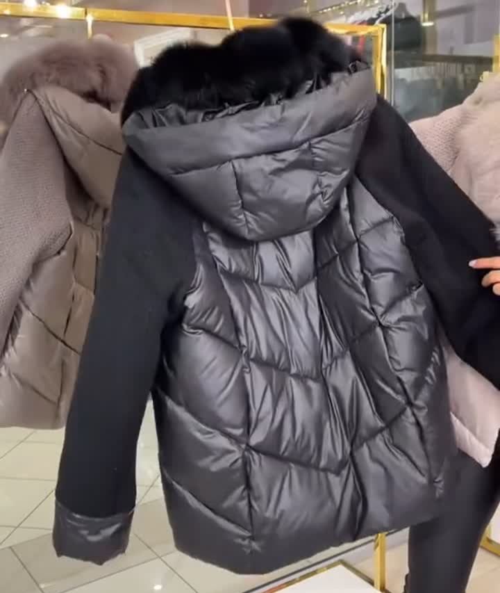 Exquisite light gray down jacket