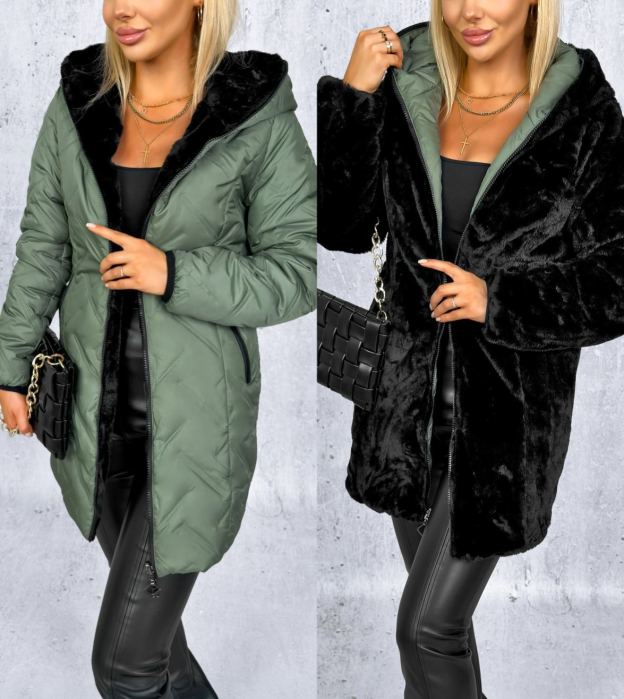 Clarena Reversible Jacket Olive and Black