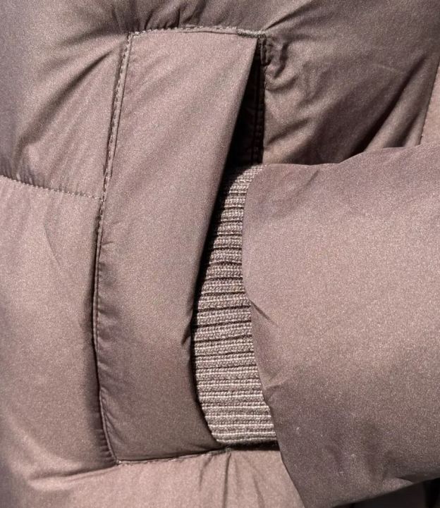 Windproof Brown Mid - Length Down Jacket with Hood and Buckles