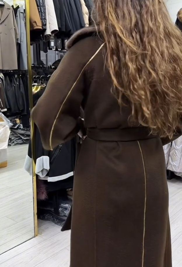 Vintage Elegant Brown Wool Coat with Faux Fur Collar