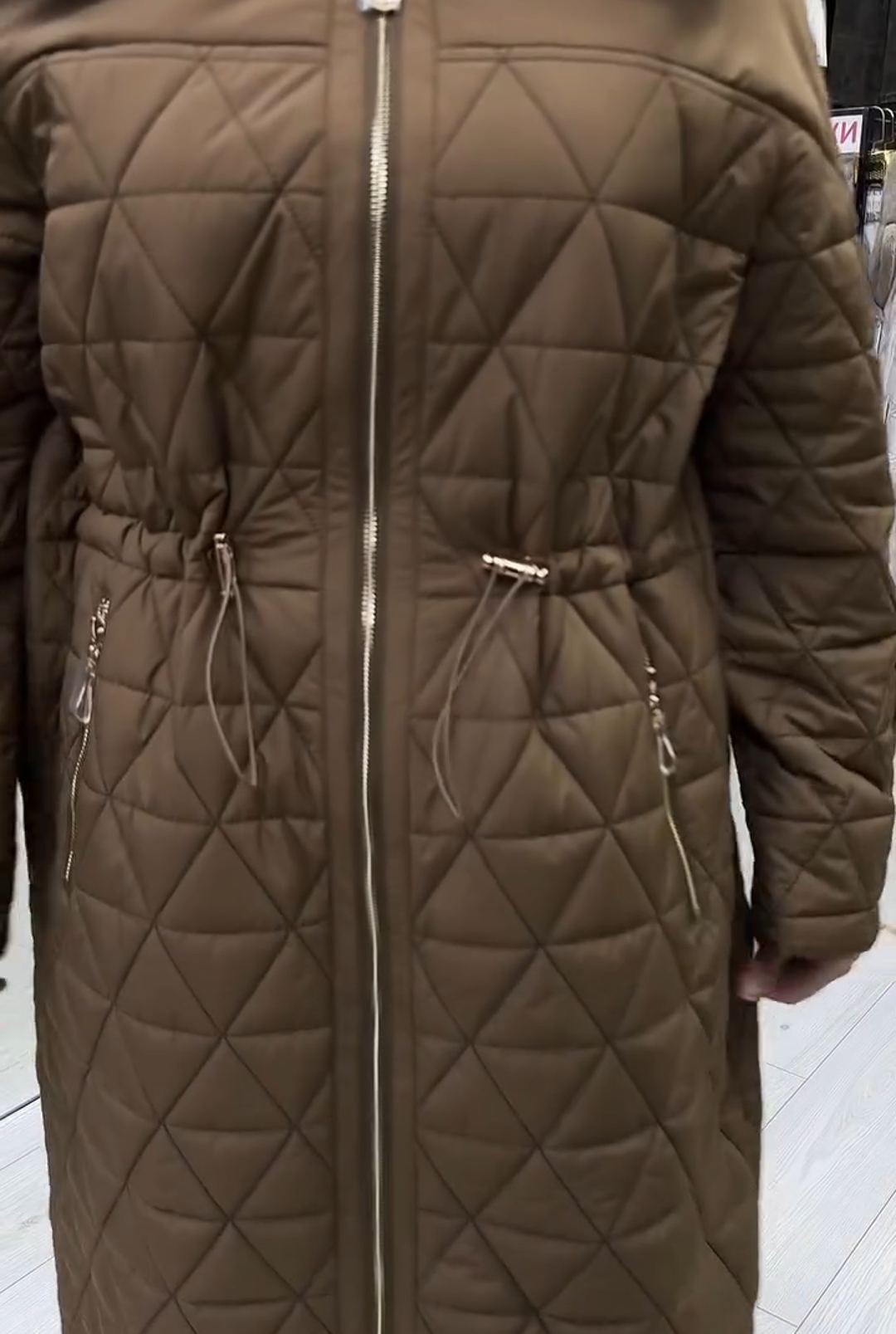 Fashion Office Brown Quilted Down Coat