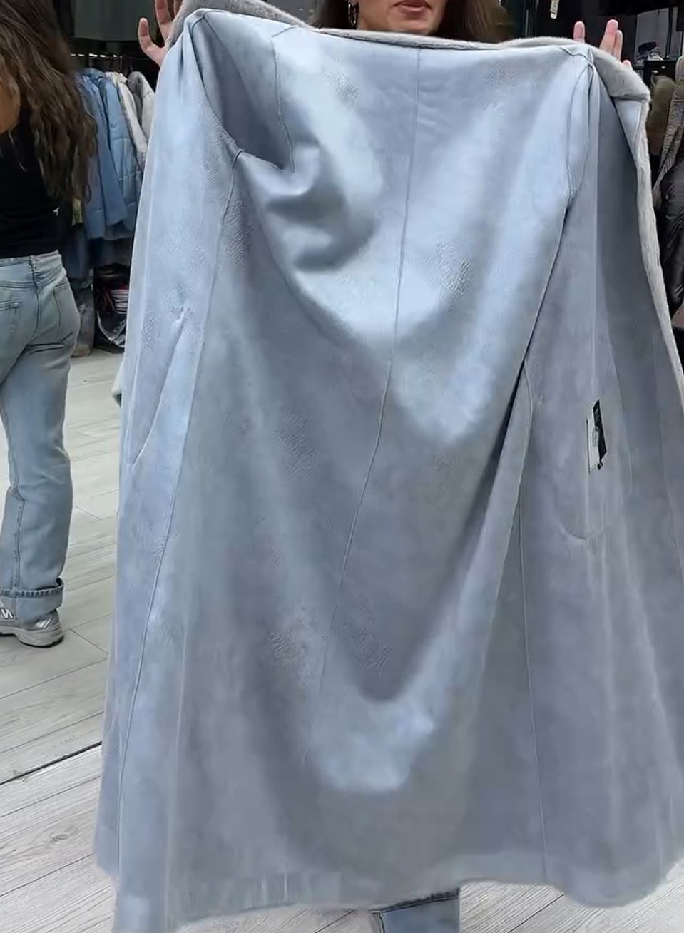 Urban Casual Light Gray Plush Faux Fur Long Coat