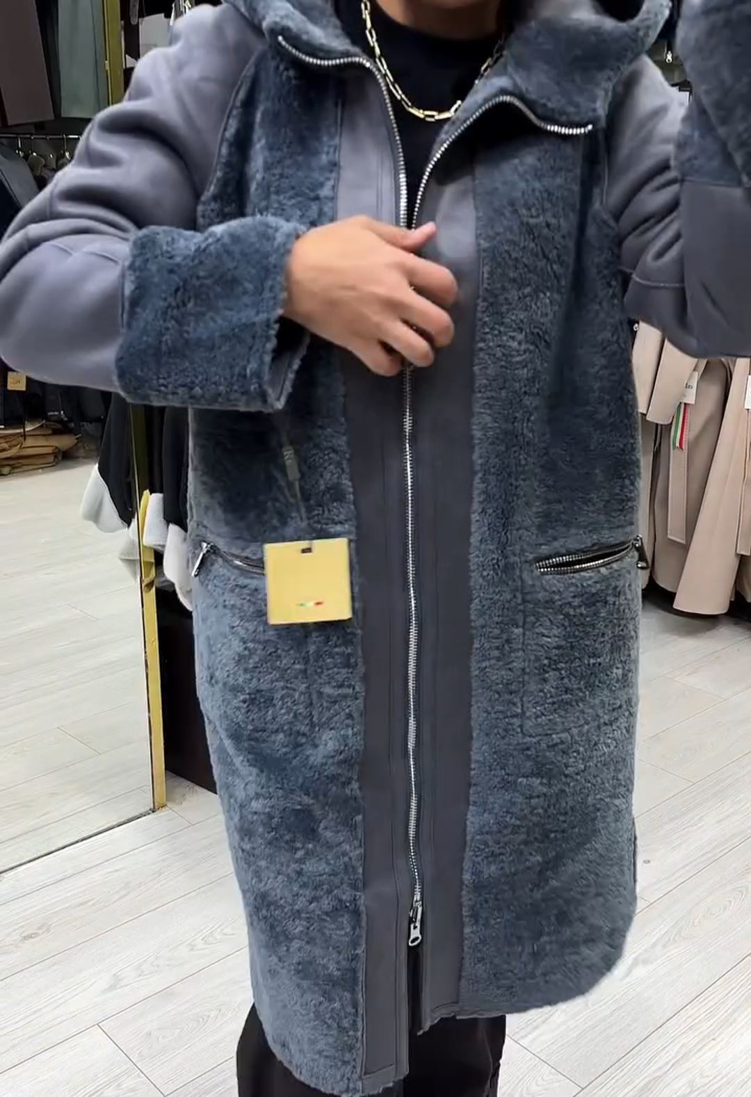 Light Luxury Casual Reversible Gray Shearling Coat