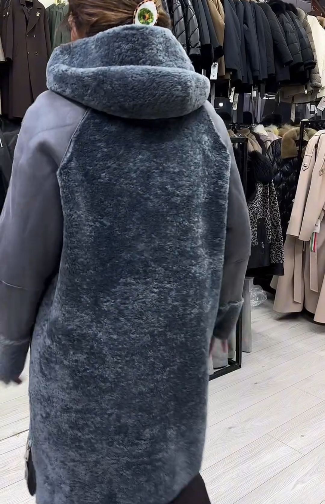Light Luxury Casual Reversible Gray Shearling Coat