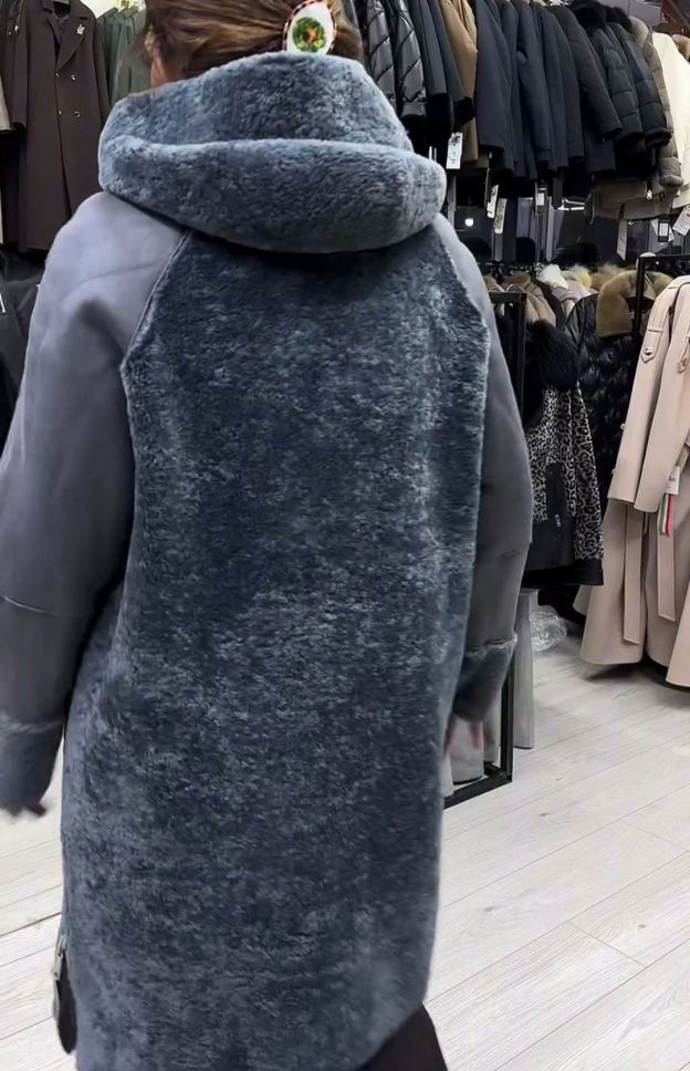 Light Luxury Casual Reversible Gray Shearling Coat