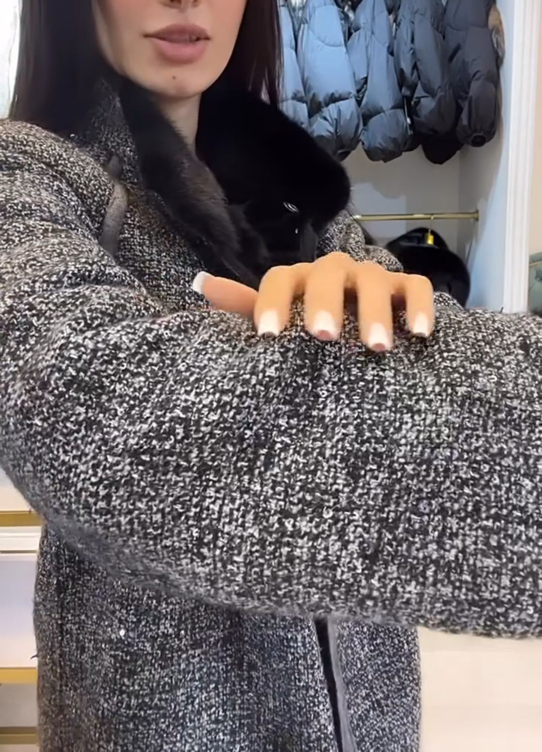 Light Luxury Reversible Tweed & Faux Fur Coat