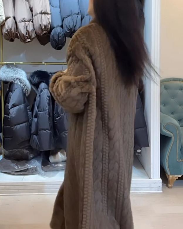 Vintage Elegant Faux Fur Full-Length Coat