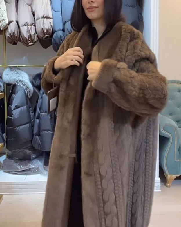 Vintage Elegant Faux Fur Full-Length Coat