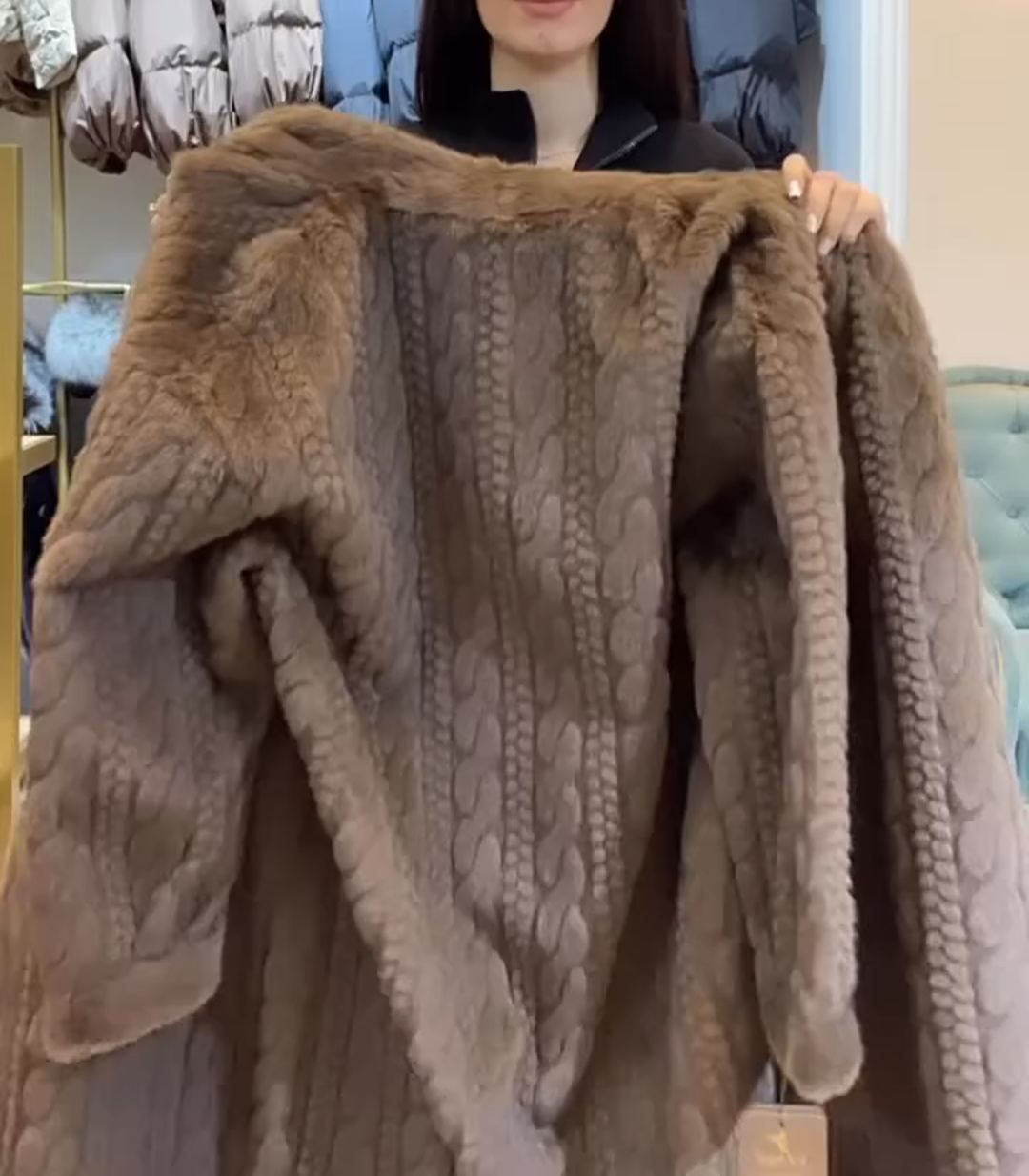 Vintage Elegant Faux Fur Full-Length Coat