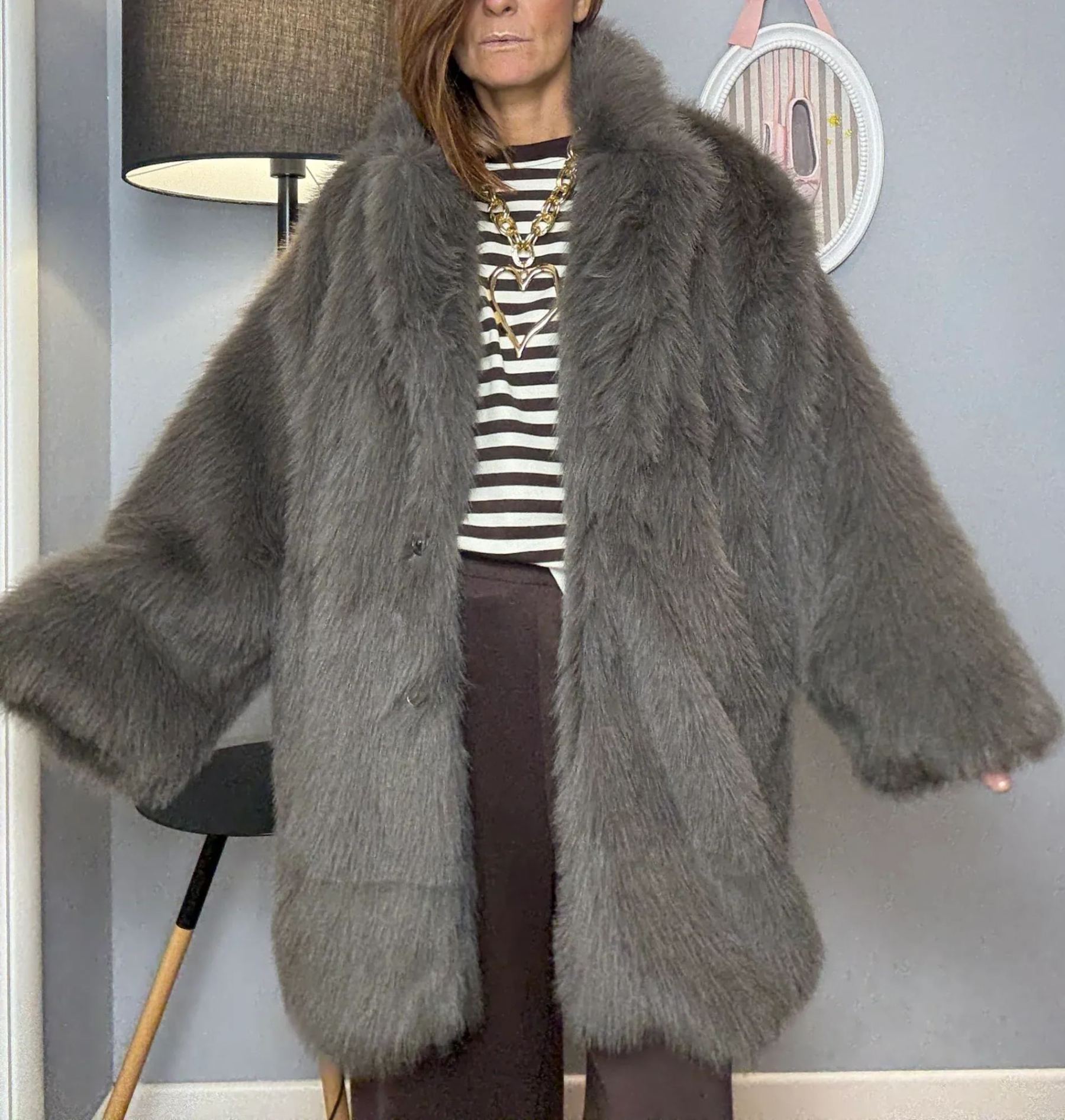 Lazy Oversized Faux Fur Coat