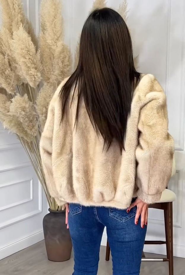 Elegant Daily Beige Faux Fur Short Coat
