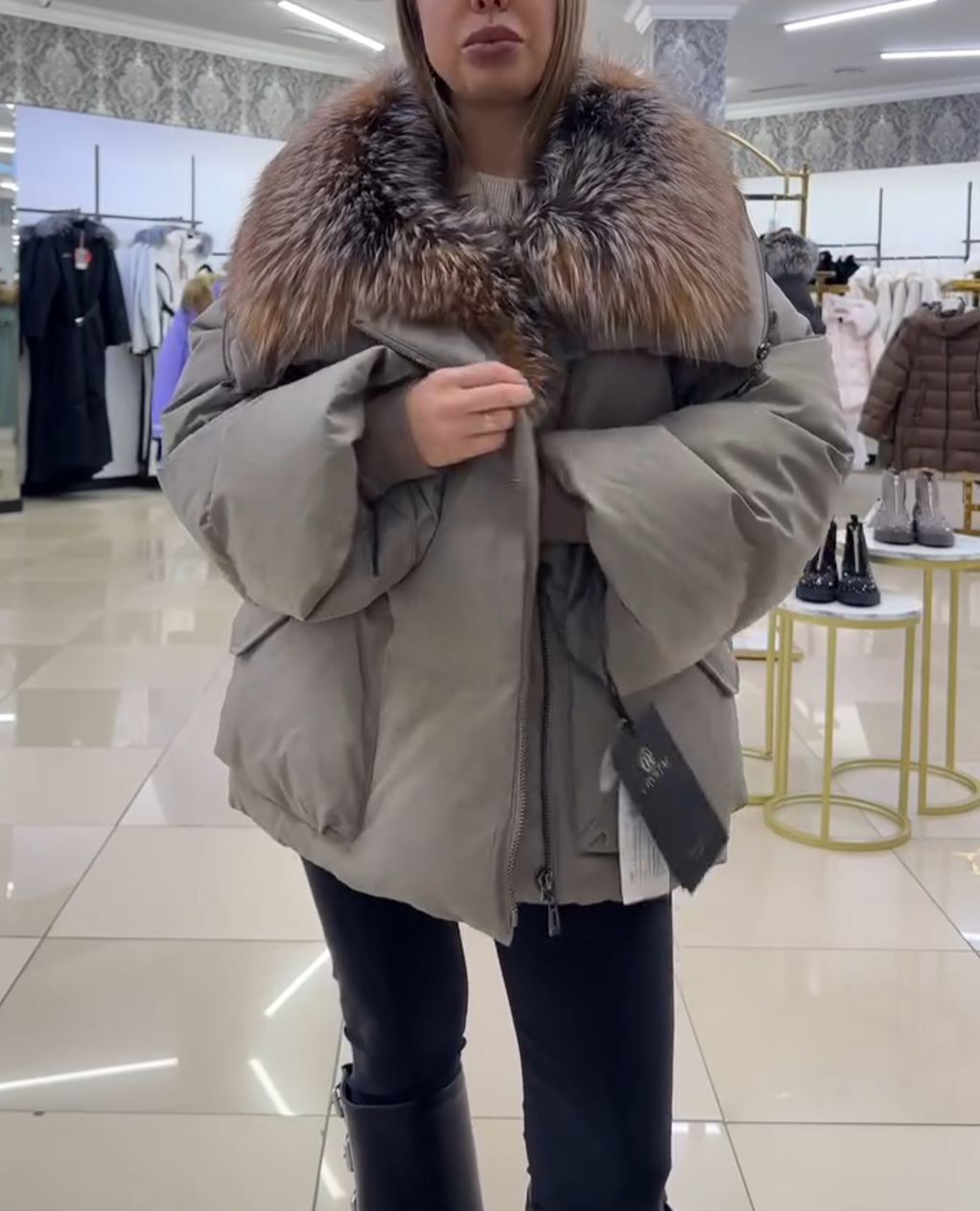 Light Luxury Faux Fur Collar Puffer Coat