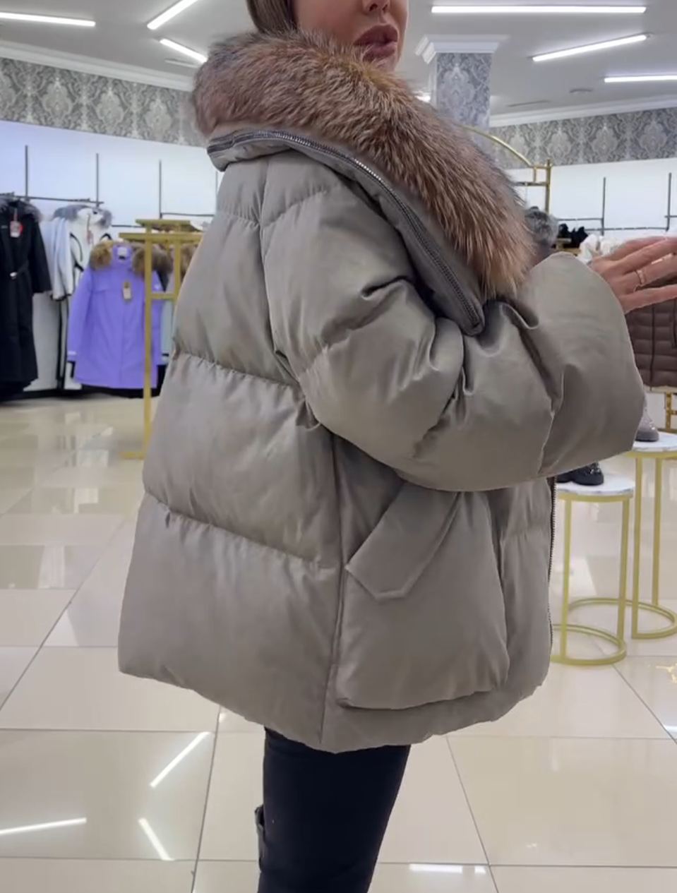 Light Luxury Faux Fur Collar Puffer Coat