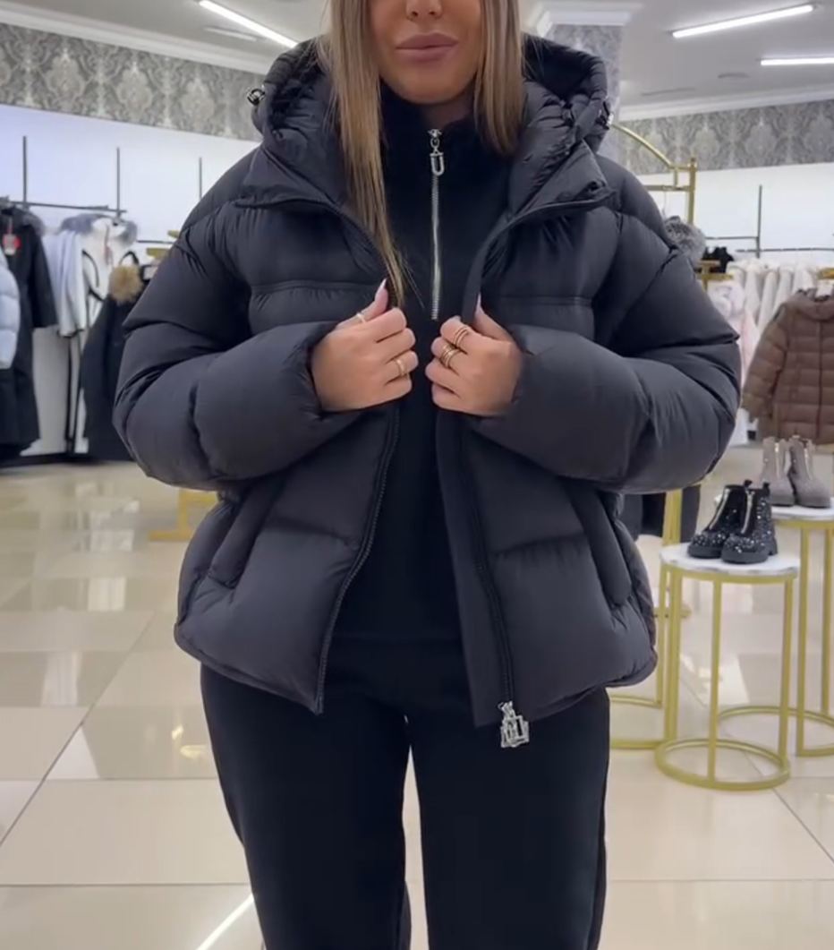 Fashion Short-Length Hooded Puffer Down Jacket
