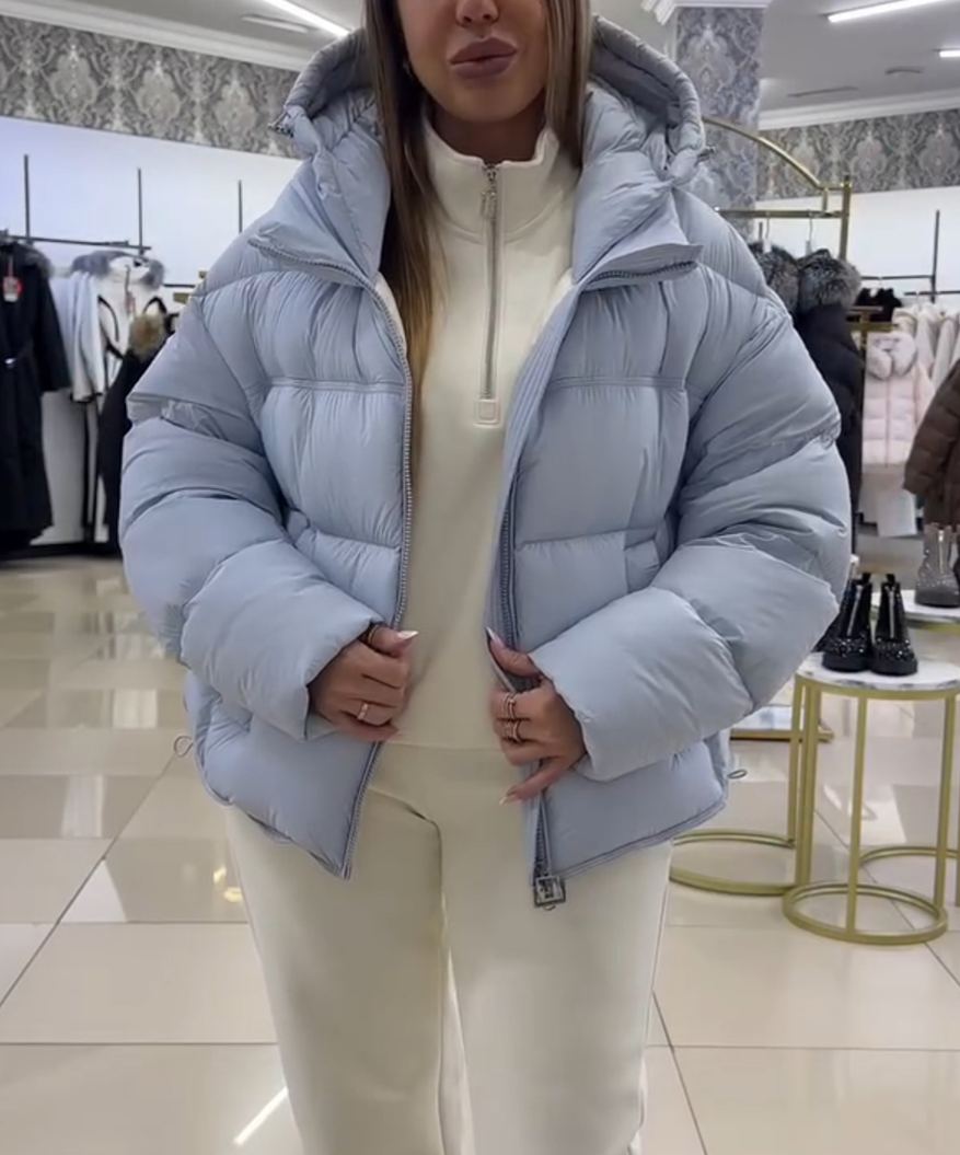 Fashion Short-Length Hooded Puffer Down Jacket