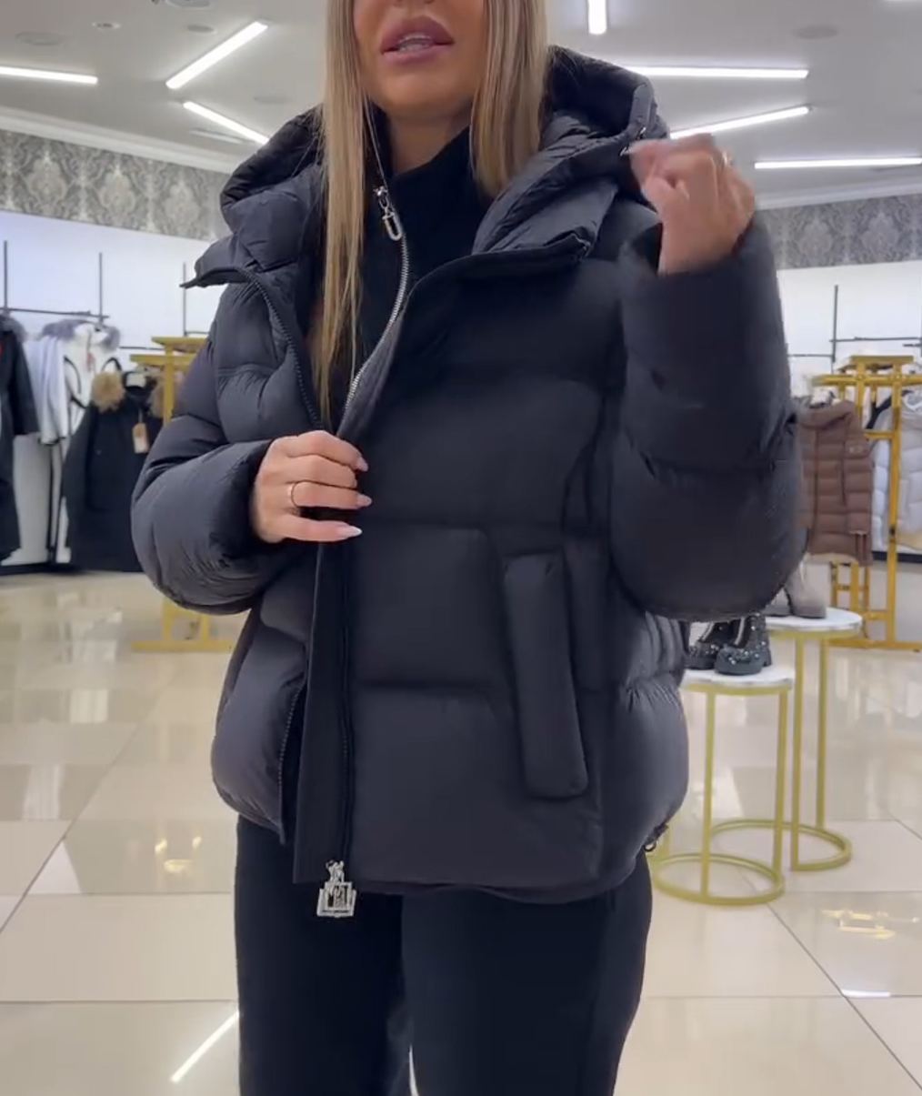 Fashion Short-Length Hooded Puffer Down Jacket