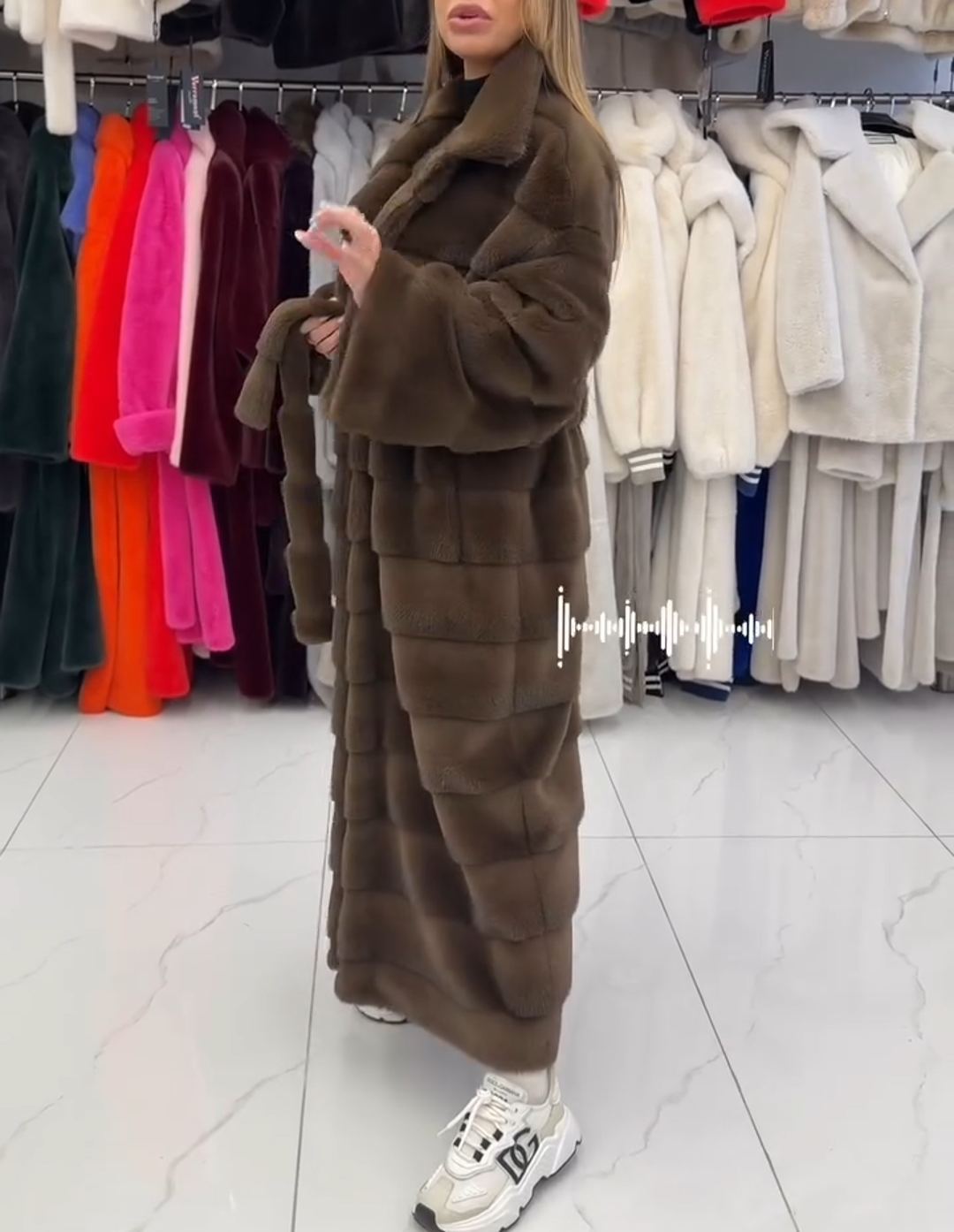 Vintage Textured Brown Faux Fur Maxi Coat