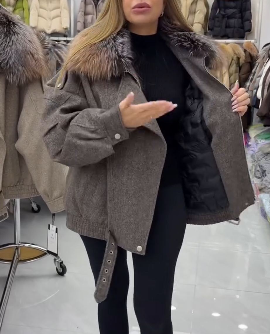 Urban Utility Gray Wool-Blend Jacket with Padded Lining