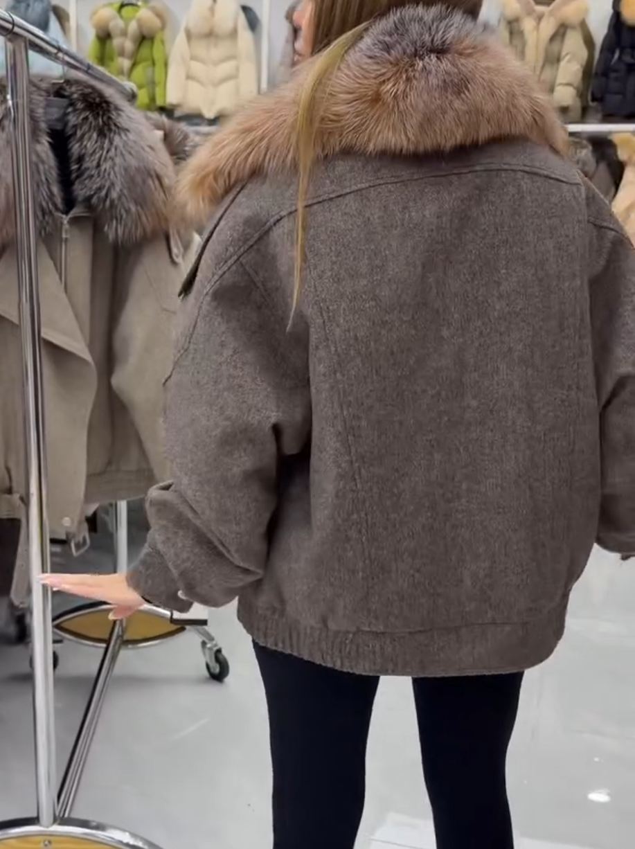 Urban Utility Gray Wool-Blend Jacket with Padded Lining